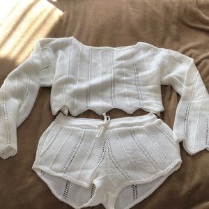Knitted Cropped Sweater&Shorts Set Nasty Gal